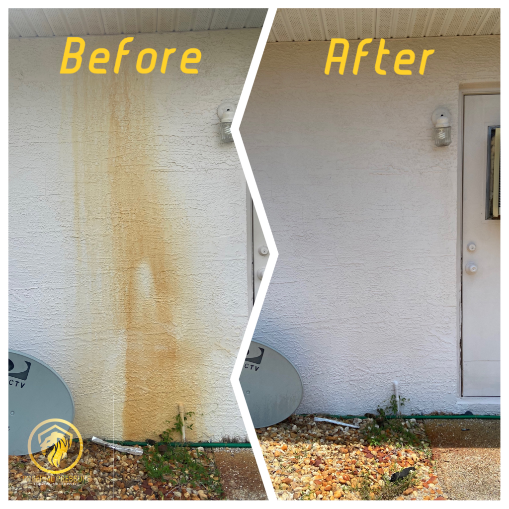 Before and after of pressure washed siding