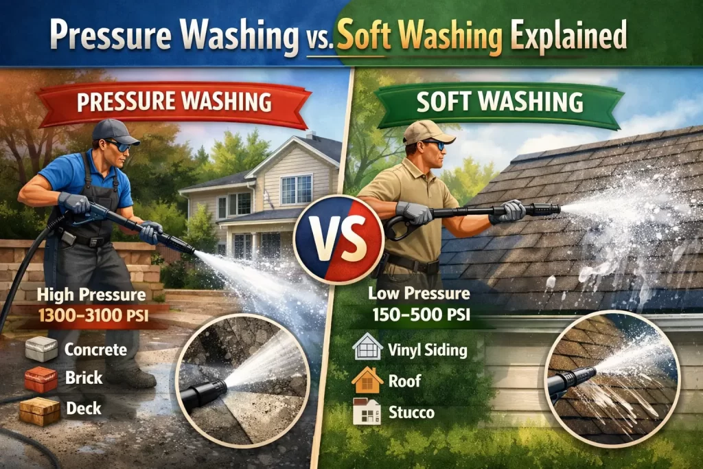 Pressure Washing vs. Soft Washing Featured Image